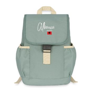 Made in Albania, Albanian roots - Kids’ Recycled Backpack - stonewash green - Front