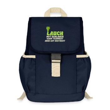 Gym POIREAUX AVEC TUYAU À PEINE DRESSÉ Drôle - Sac à dos enfant recyclé - bleu marine - Devant