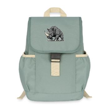 Nashorn Mächtiges Wut-Wildtier-Logo - Kinder Recycelter Rucksack - Nebelgrün - Vorne