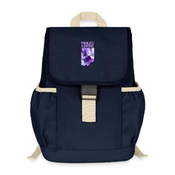Violettes Stiefmütterchen-Blumenmuster - Kinder Recycelter Rucksack - Navy - Vorne
