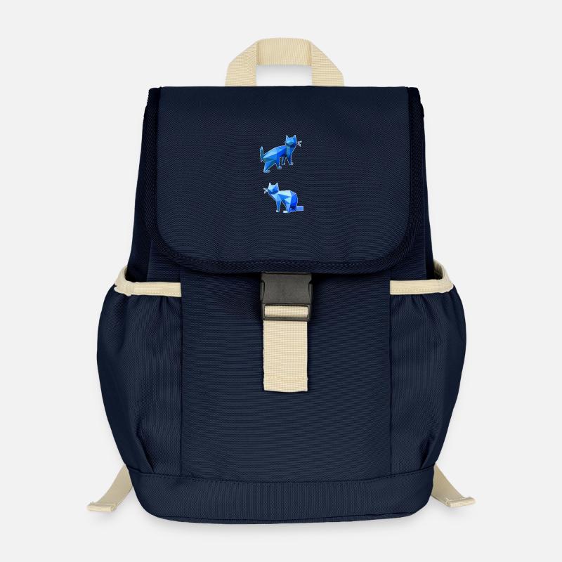 Duo Chat Polygone Bleu - Sac à dos enfant recyclé - bleu marine