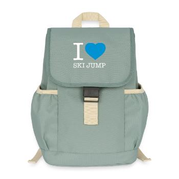 I LOVE SKI JUMP Ski Jumping - Kids’ Recycled Backpack - stonewash green - Front