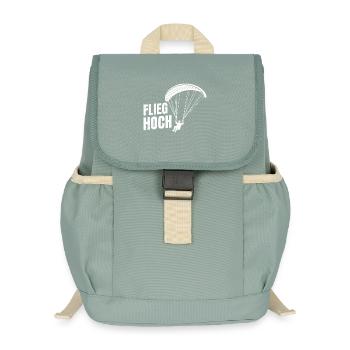 Gleitschirmflieger FLIEG HOCH LUSTIGES - Kinder Recycelter Rucksack - Nebelgrün - Vorne