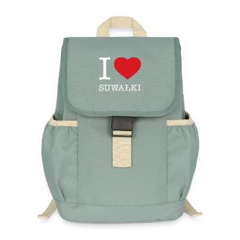 I LOVE SUWALKI Polska Poland - Kids’ Recycled Backpack - stonewash green - Front
