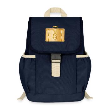 Goldener Luxus-Koffer mit Dollarzeichen - Kinder Recycelter Rucksack - Navy - Vorne