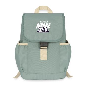 Früh erwachen Panda Illustration - Kinder Recycelter Rucksack - Nebelgrün - Vorne