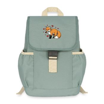 Romantic Fox with Rose - Kids’ Recycled Backpack - stonewash green - Front