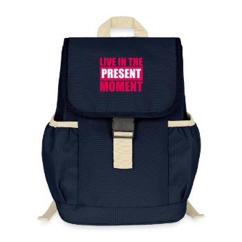 Live In The Moment Achtsamkeit Präsenz Bewusstsein - Kinder Recycelter Rucksack - Navy - Vorne