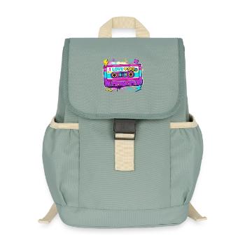 I Love 90s Cassette Graphic - Kids’ Recycled Backpack - stonewash green - Front