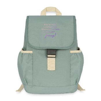 Voltigieren Training: Lustiger Volti Spruch - Kinder Recycelter Rucksack - Nebelgrün - Vorne