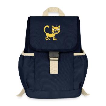 Angry Yellow Cat Funny Aggressive Cartoon - Kids’ Recycled Backpack - navy - Front