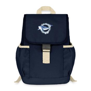 poisson baleine bleue dans le récif corallien dans le style aquarelle - Sac à dos enfant recyclé - bleu marine - Devant