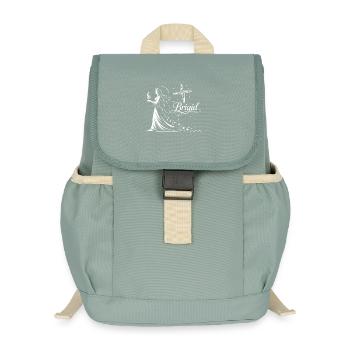 Déesse celtique Brigid imbolc avec la flamme - Sac à dos enfant recyclé - vert lichen - Devant