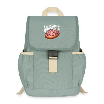 Gourmett - Lustiges Design mit Mett-Brötchen - Kinder Recycelter Rucksack - Nebelgrün - Vorne