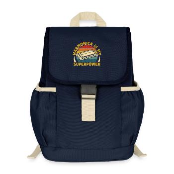 Funny Harmonica Player Is My Superpower Harmonica - Kinder Recycelter Rucksack - Navy - Vorne
