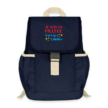 Parrain / Marraine / Filleule / Filleul / Baptême - Sac à dos enfant recyclé - bleu marine - Devant