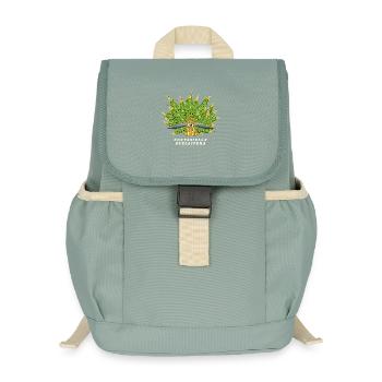 Cute Sea Snail, Leaf Sheep, Drawing - Kids’ Recycled Backpack - stonewash green - Front