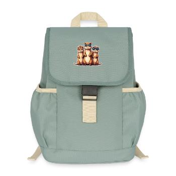 Sunglasses Meerkat Trio - Kids’ Recycled Backpack - stonewash green - Front