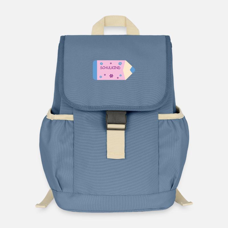 Buntstift rosa hellblau kleine Blumen - Schulkind - Kinder Recycelter Rucksack - Blaugrau