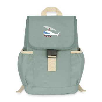 Weißer Hubschrauber / Helicopter - Kinder Recycelter Rucksack - Nebelgrün - Vorne