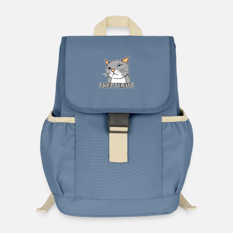 Skeptiker Katze - Skeptimist - Kinder Recycelter Rucksack - Blaugrau