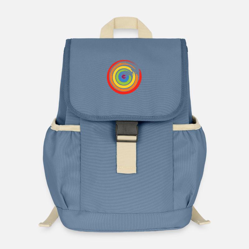 Locker gemalte Kreise aus farbigen Pinselstrichen - Kinder Recycelter Rucksack - Blaugrau