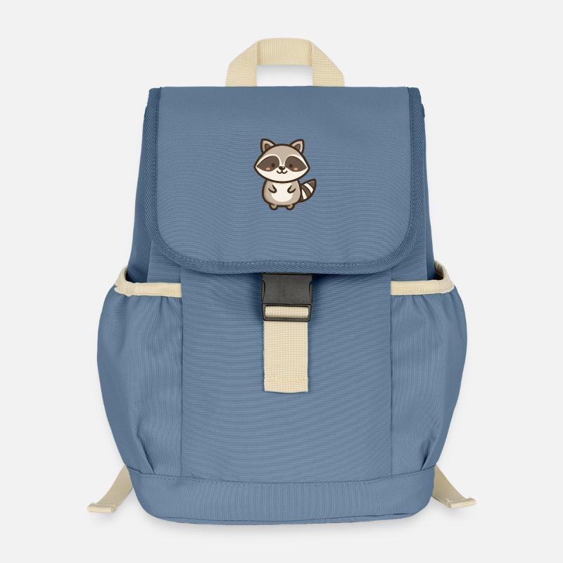 Süßer Waschbär – Kawaii-Waldtier - Kinder Recycelter Rucksack - Blaugrau