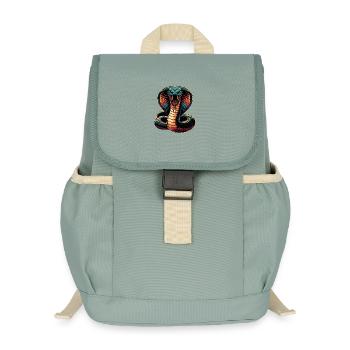 motif serpent Cobra dynamique et coloré - Sac à dos enfant recyclé - vert lichen - Devant