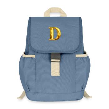 Gold D Monogram - Kids’ Recycled Backpack - steel blue - Front