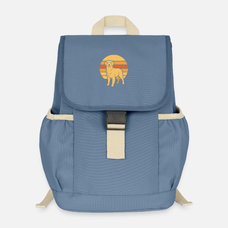 Dog Retro Sunset Flat Icon - Kids’ Recycled Backpack - steel blue
