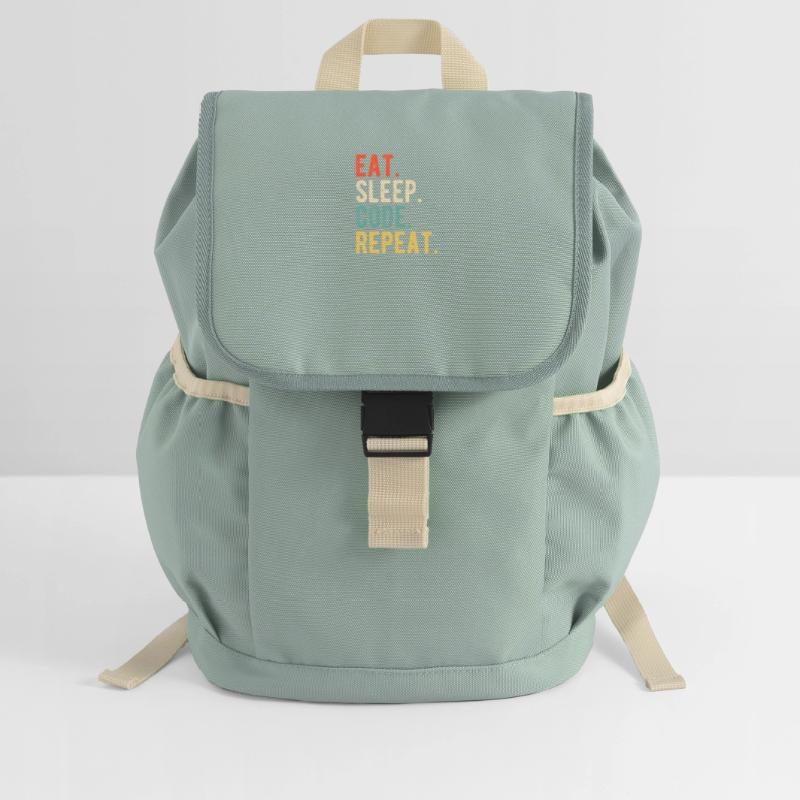 Eat Sleep Code Repeat Programmierer Nerd Retro Kinder Recycelter Rucksack