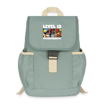 Level 12 Retro Spielcollage pro gamer 12. Bday - Kinder Recycelter Rucksack - Nebelgrün - Vorne