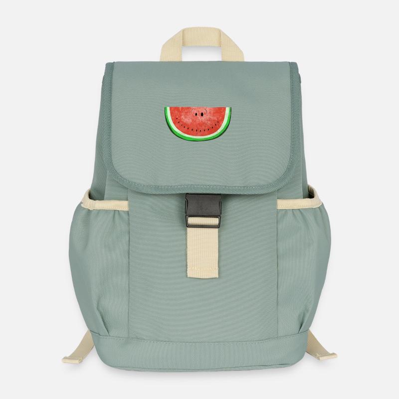 Smiley Wassermelone - Sommer - Früchte - Melone - Kinder Recycelter Rucksack - Nebelgrün
