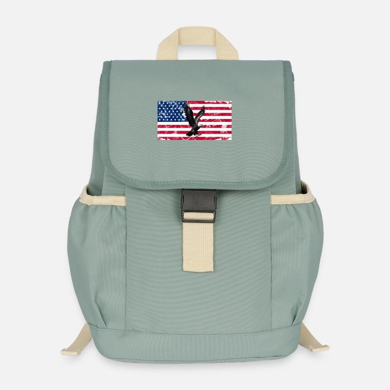 Freiheitsadler über US Flagge - Kinder Recycelter Rucksack - Nebelgrün