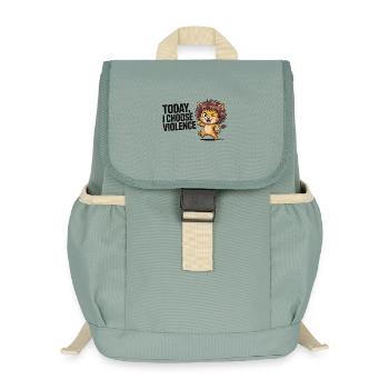 Kätzchen mit Wildheitsmotto - Kinder Recycelter Rucksack - Nebelgrün - Vorne