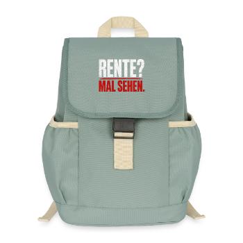 Rente? Mal Sehen – Kontrast-Typo - Kinder Recycelter Rucksack - Nebelgrün - Vorne