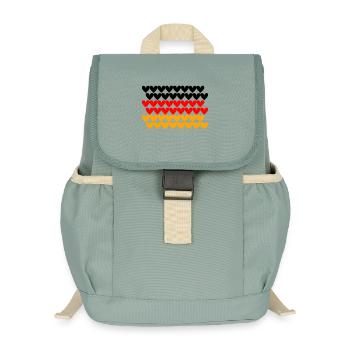 Germany Flag Heart Tile Design - Kids’ Recycled Backpack - stonewash green - Front