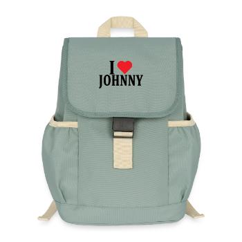 Name T-Shirt I love Johnny T-Shirt Geschenkidee - Kinder Recycelter Rucksack - Nebelgrün - Vorne