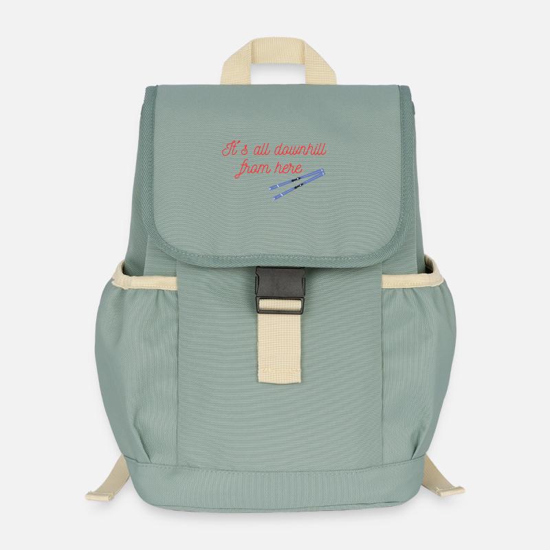 Von hier aus Ski Abfahrt - Kinder Recycelter Rucksack - Nebelgrün