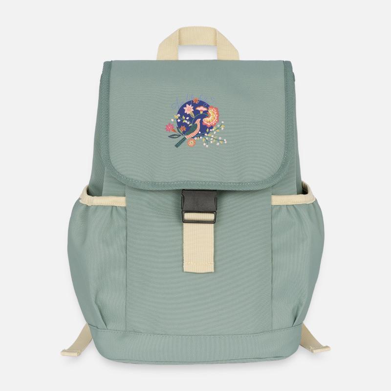 Live Life Fully -- Florale Affirmationen - Kinder Recycelter Rucksack - Nebelgrün