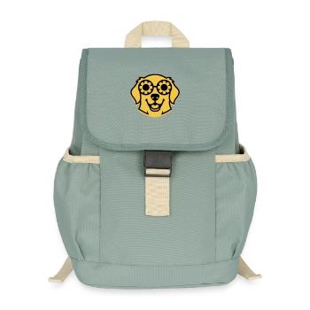 Cooler Retriever Brille Hippie Hund - Kinder Recycelter Rucksack - Nebelgrün - Vorne
