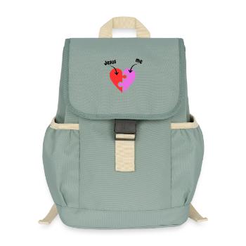 Jesus & me - Heart - Puzzle - Christian - Kids’ Recycled Backpack - stonewash green - Front