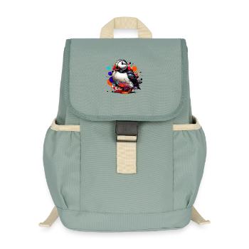 Papageitaucher - Kinder Recycelter Rucksack - Nebelgrün - Vorne
