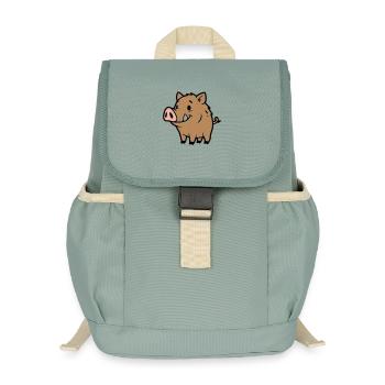 Süßes Wildschwein Comic Glücksbringer - Kinder Recycelter Rucksack - Nebelgrün - Vorne