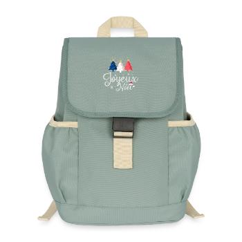 Joyeux Noël Weihnachtsbäume Frankreich Flagge - Kinder Recycelter Rucksack - Nebelgrün - Vorne