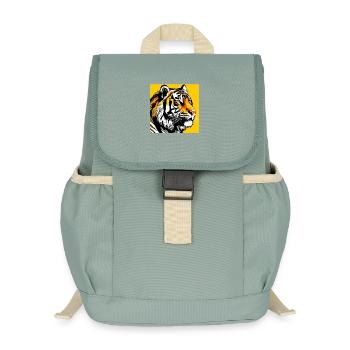 Tiger Pop Art - Kids’ Recycled Backpack - stonewash green - Front