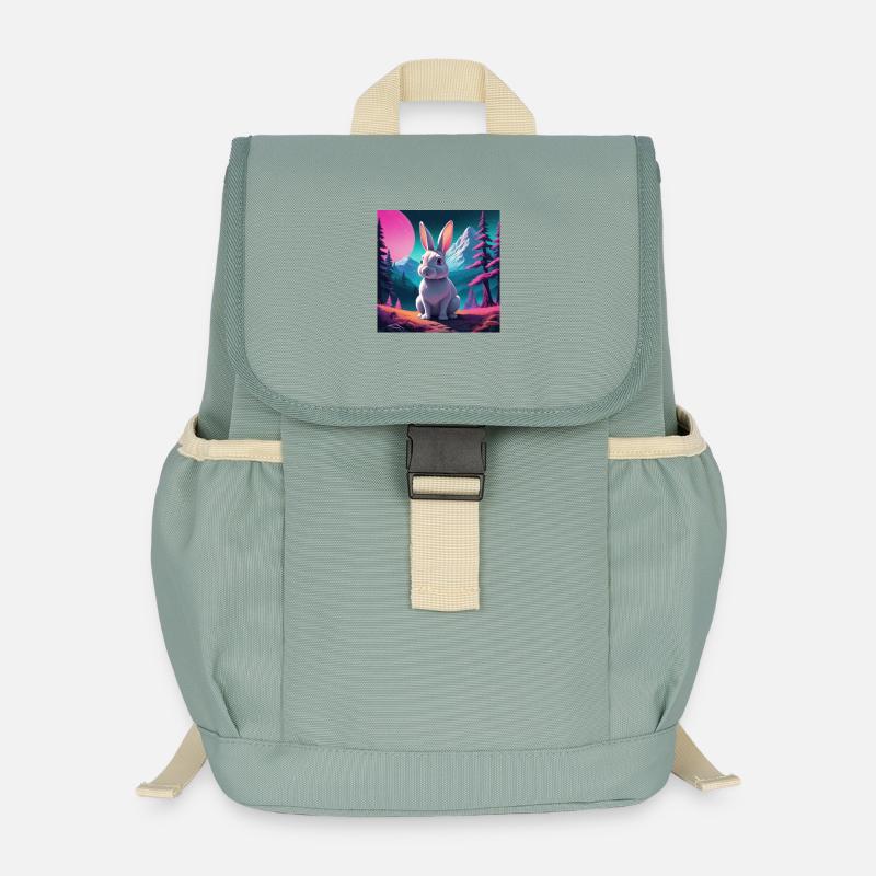 Rabbit on the mountain - Kids’ Recycled Backpack - stonewash green
