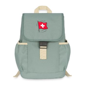 Drapeau suisse Patriot Design - Sac à dos enfant recyclé - vert lichen - Devant