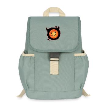 diable mignon en flammes et visage éclatant - Sac à dos enfant recyclé - vert lichen - Devant