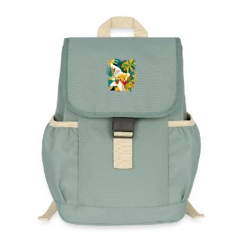 Palm trees and flowers from a cubic point of view - Kids’ Recycled Backpack - stonewash green - Front